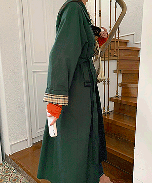 런던 소매 체크 트렌치 코트 (3color)